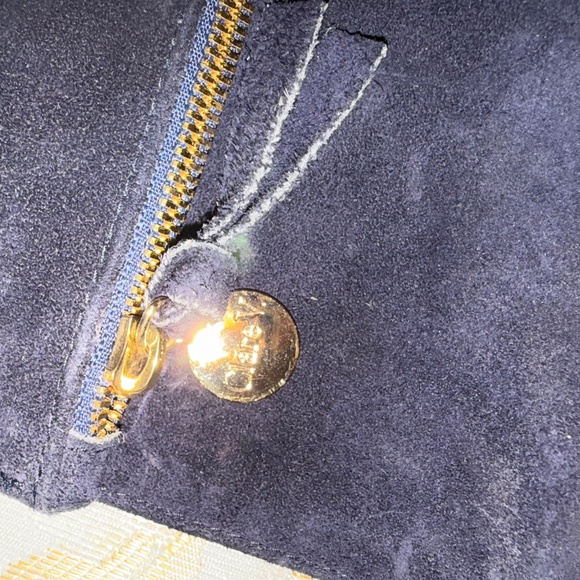 Clare V. Navy and Red stripe fold over clutch - Picture 2 of 5